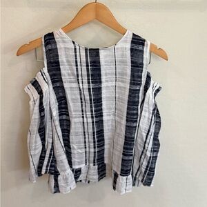 NEW! With tags. Buffalo David Bitton Striped Cold Shoulder Blouse, size Medium